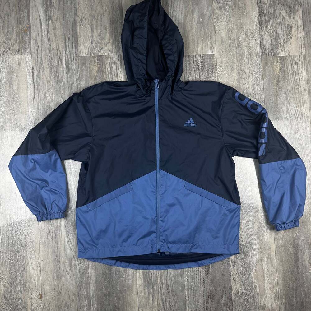 Adidas Primegreen Blue Colorblock Rain Jacket